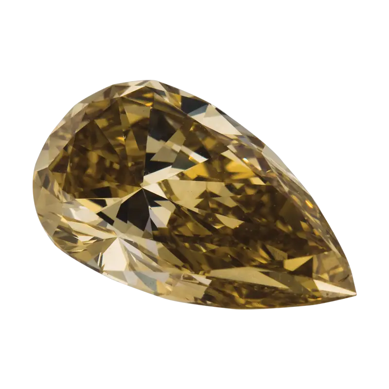 Yellow Pear-Cut Diamond with Brilliant Shine