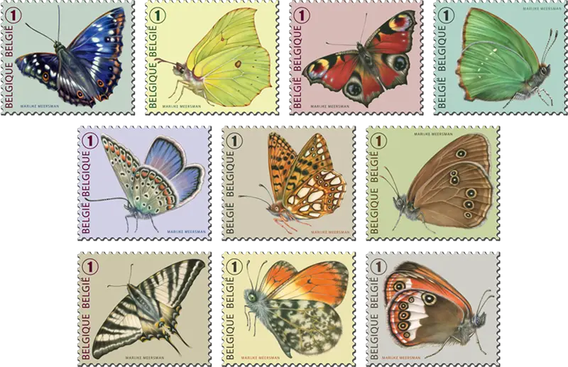 Colorful Butterfly Stamps Collection