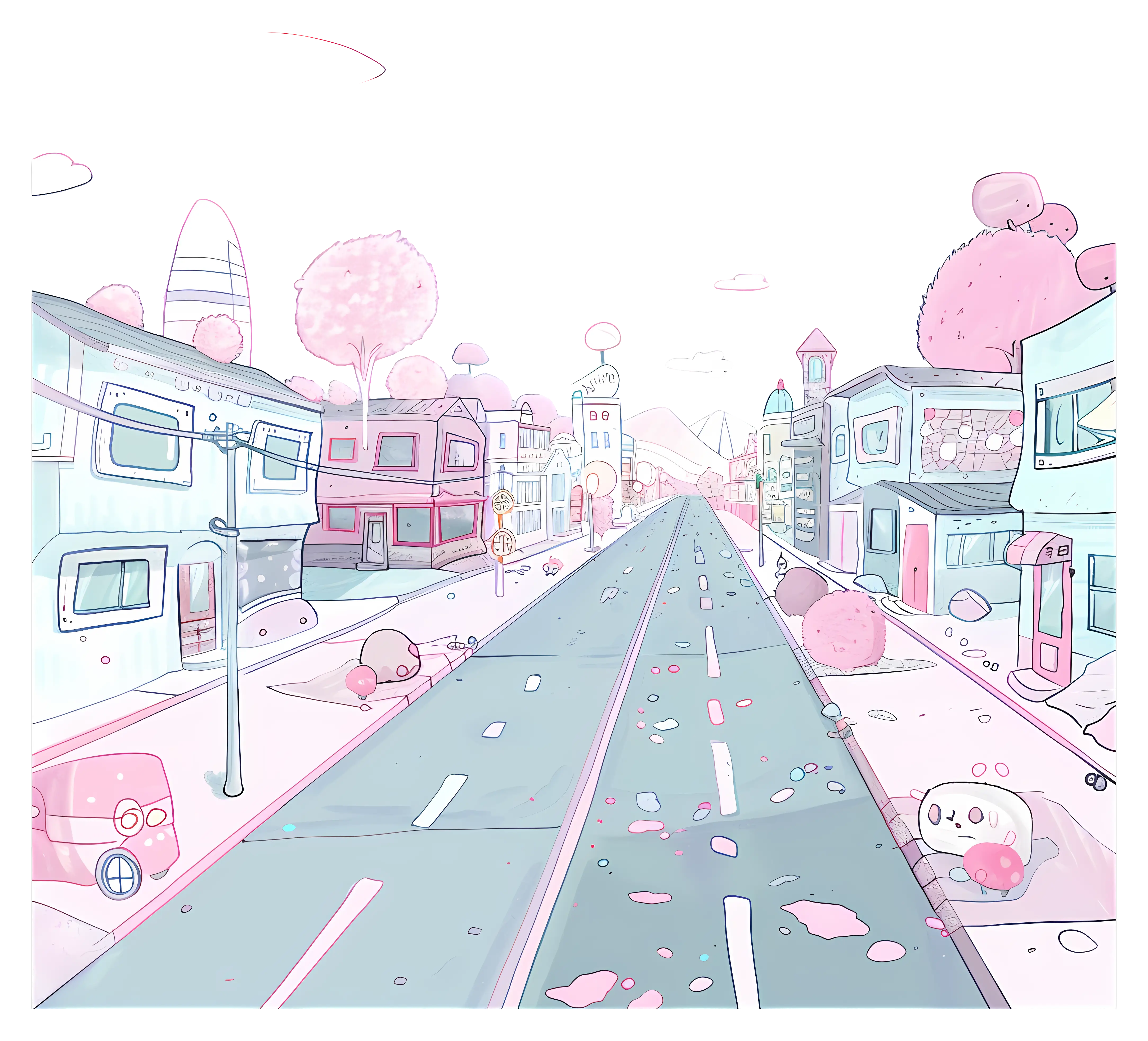 Pastel City Street