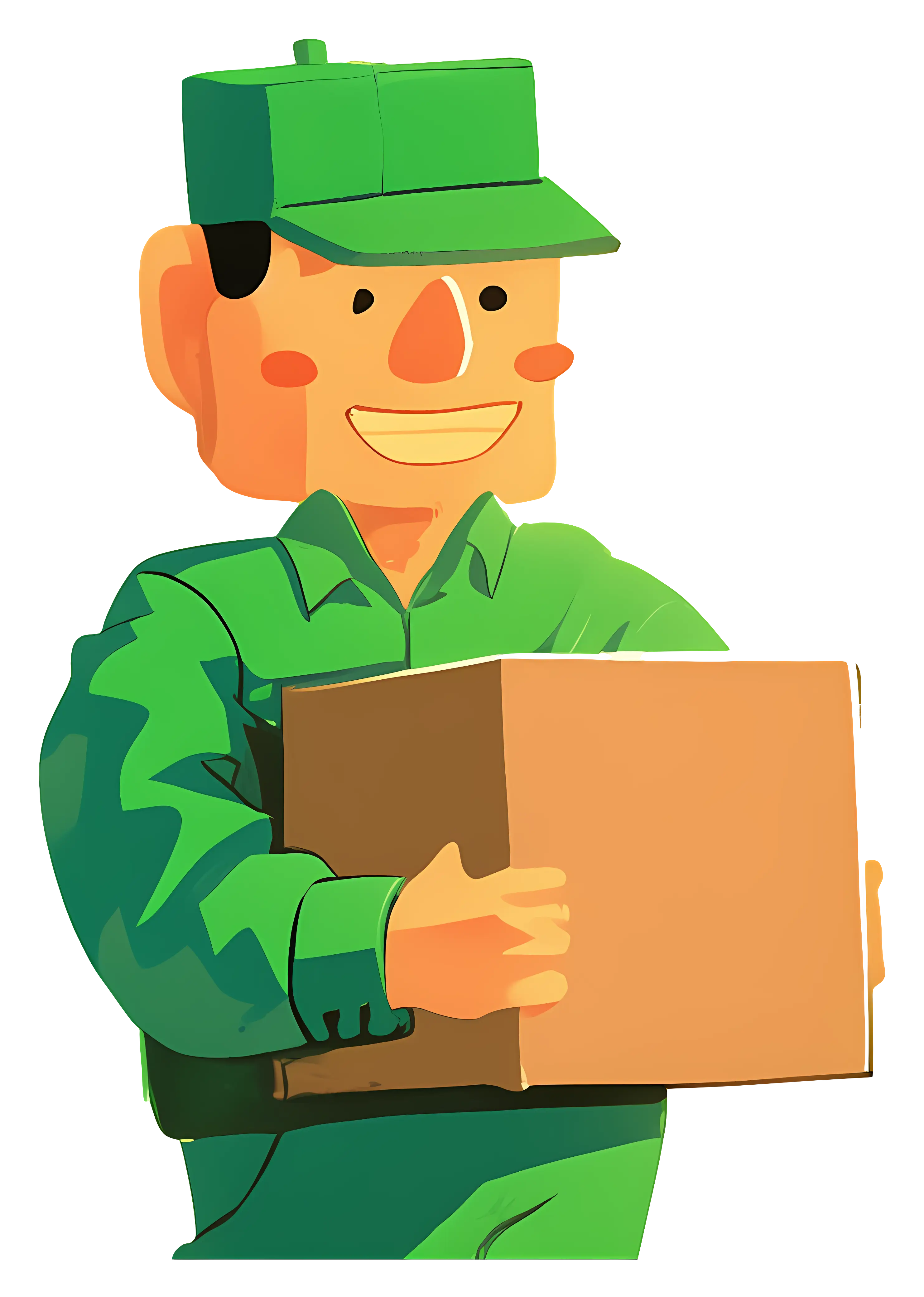 Friendly Delivery Man with Box