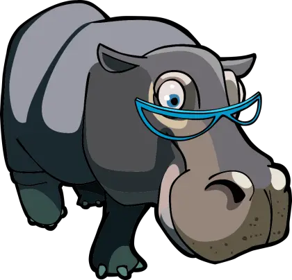 Cartoon Hippo Wearing Glasses