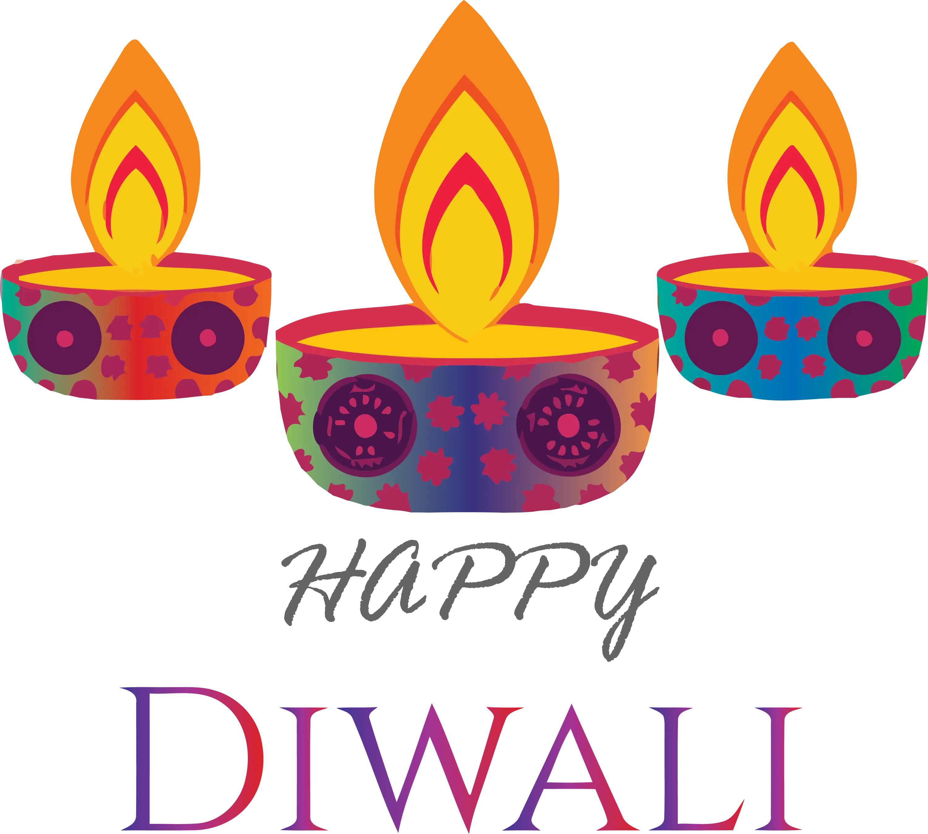 Happy Diwali Festival Graphic with Oil Lamps