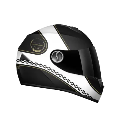 Black and White Racing Helmet