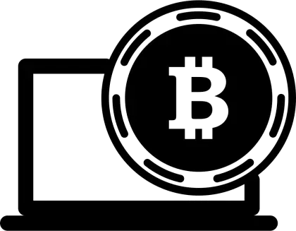 Bitcoin Icon Overlaid on Laptop