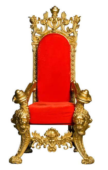 Golden Ornate Throne Chair with Red Cushion