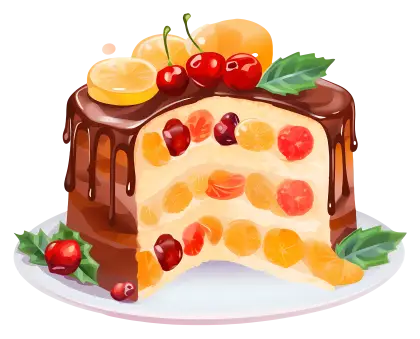 Delicious Fruit Cake with Chocolate Drizzle