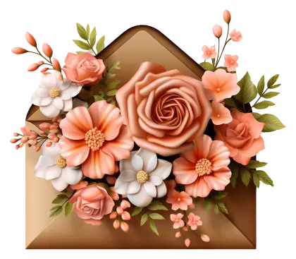Floral Envelope with Roses and Blossoms