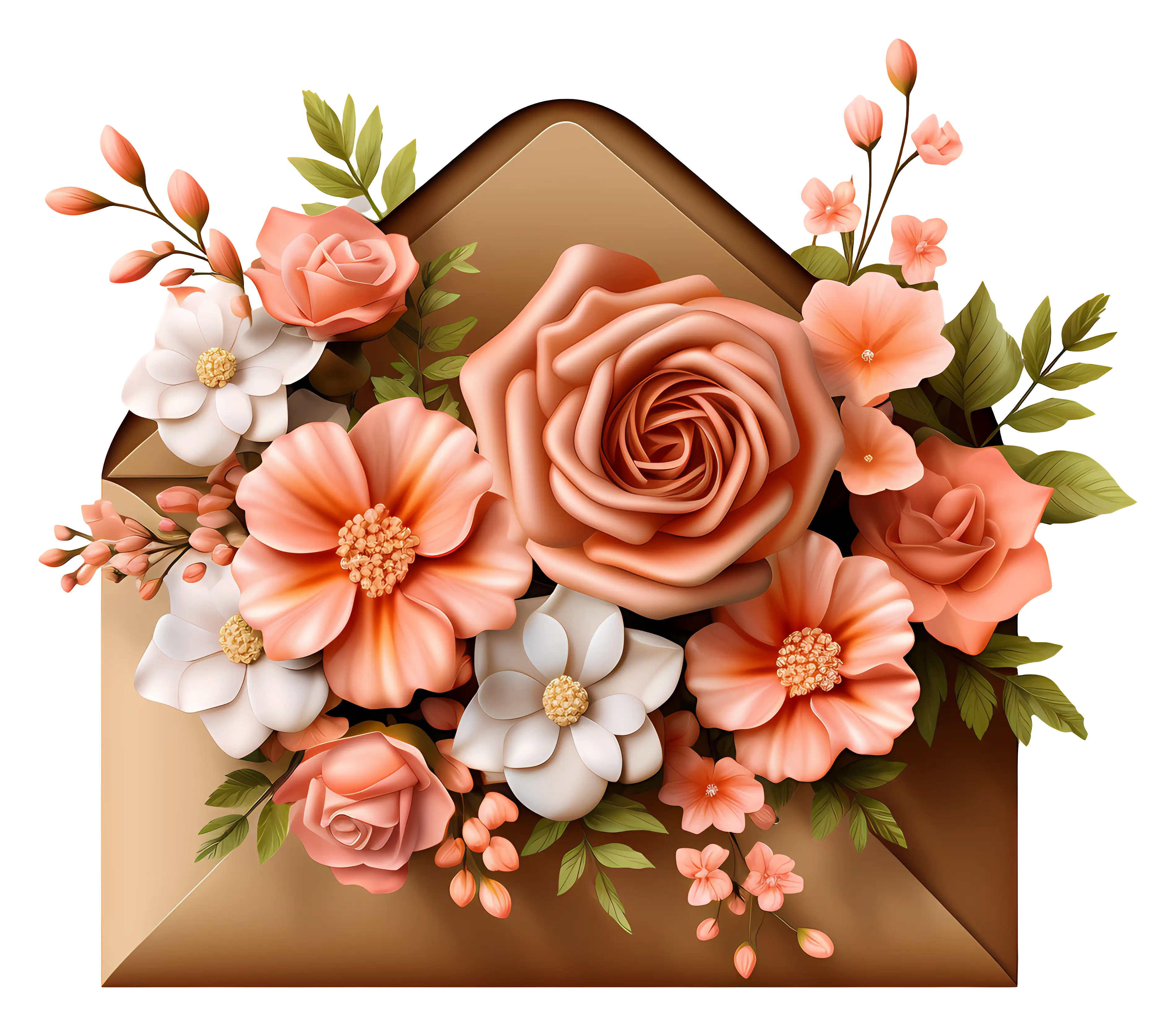 Floral Envelope with Roses and Blossoms
