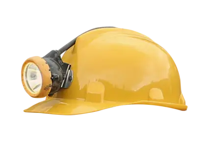 Protective Yellow Helmet with Headlight
