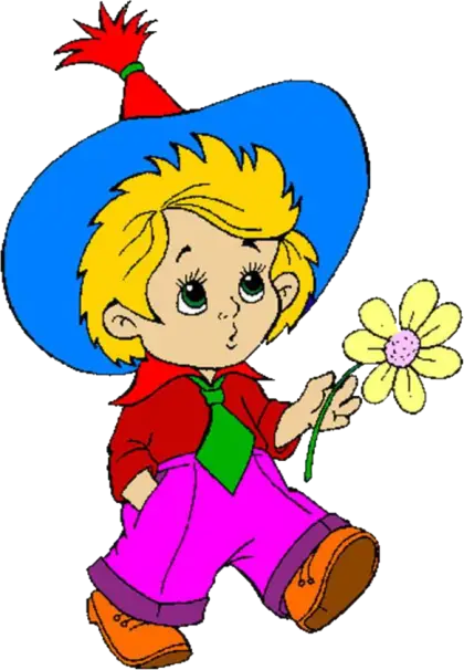 Cartoon Character with Flower
