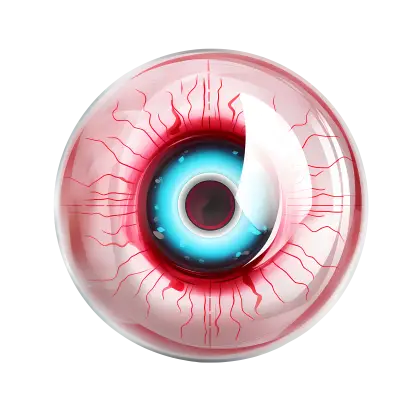 Realistic Red and Blue Eyeball Illustration