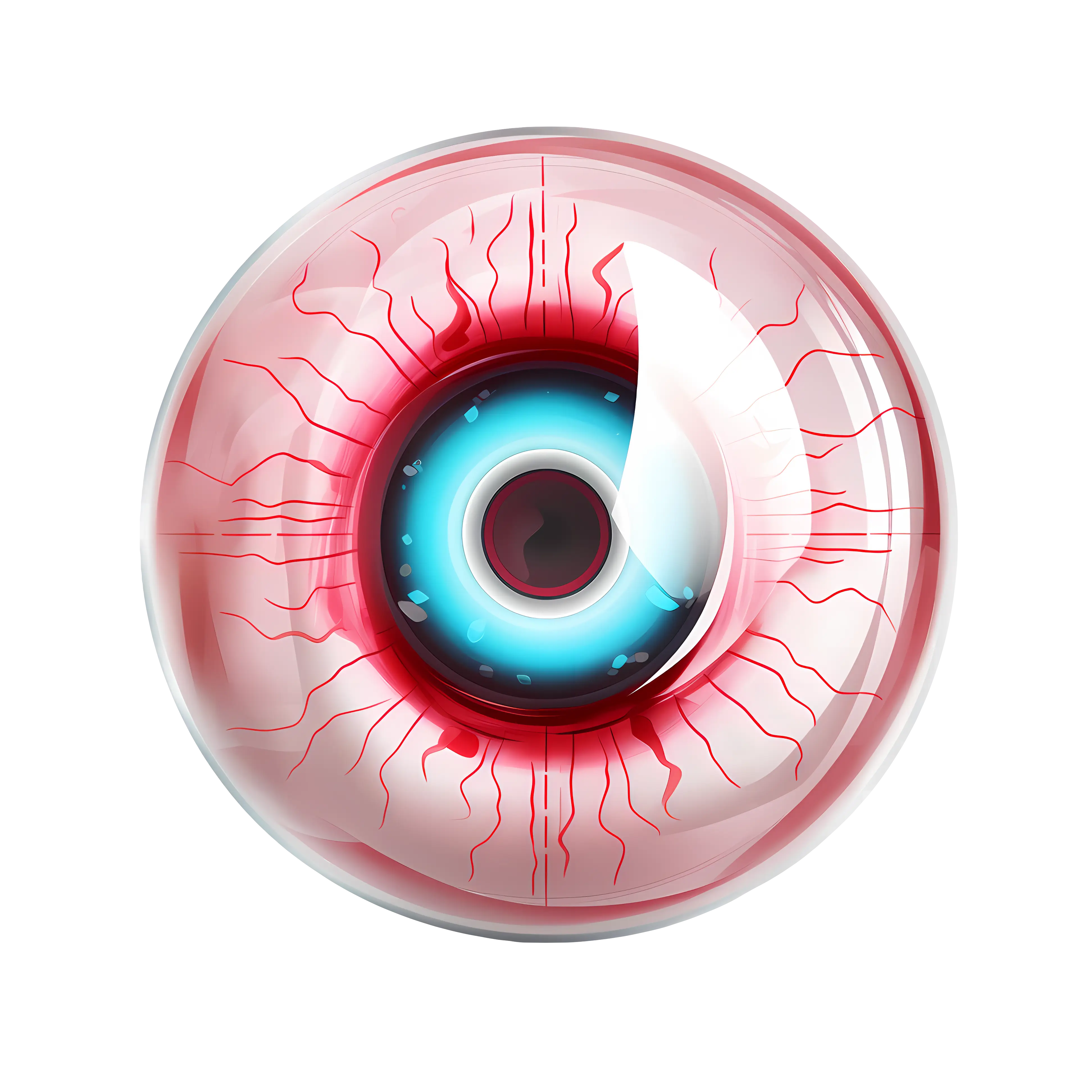 Realistic Red and Blue Eyeball Illustration