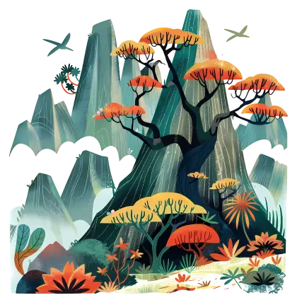 Vivid Mountain Landscape with Bright Trees