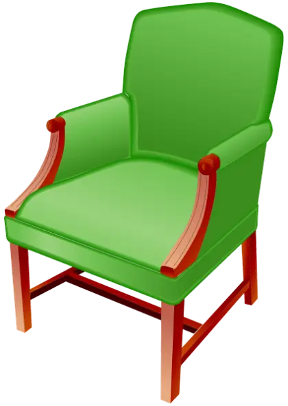Green Armchair with Wooden Design