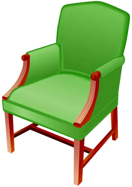 Green Armchair with Wooden Design