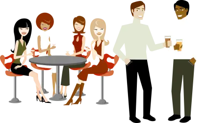 Cartoon People in a Social Gathering