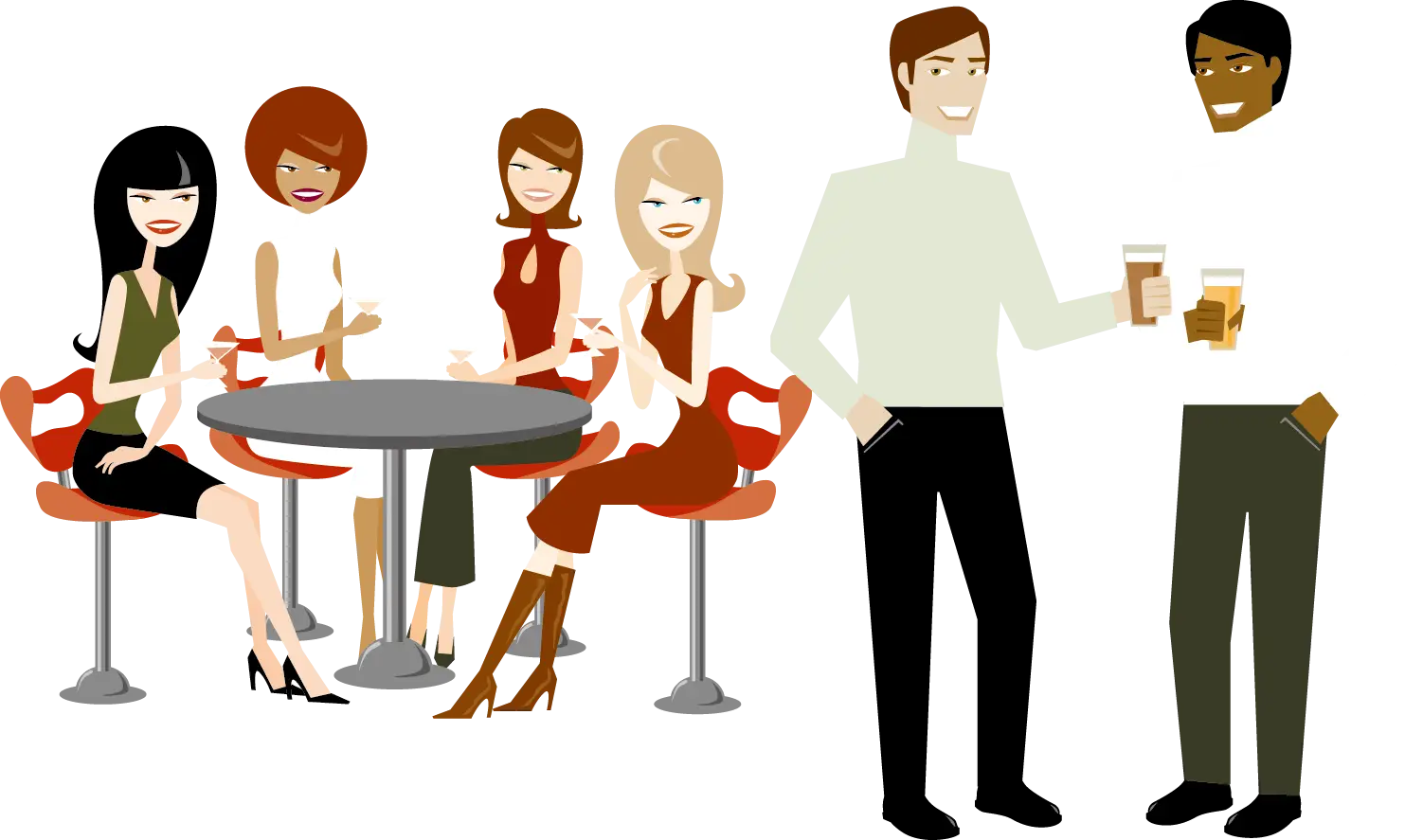 Cartoon People in a Social Gathering