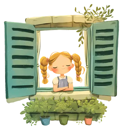 Girl Enjoying View from Window