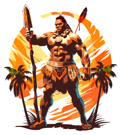 Tribal Warrior Illustration at Sunset