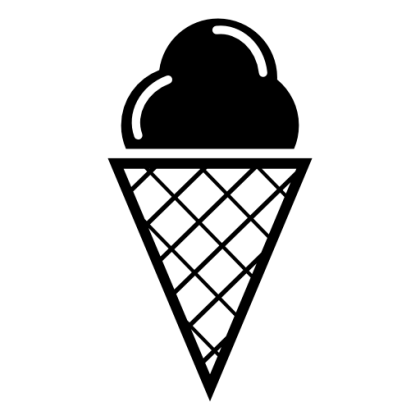 Black Ice Cream Cone Icon Representing Dessert