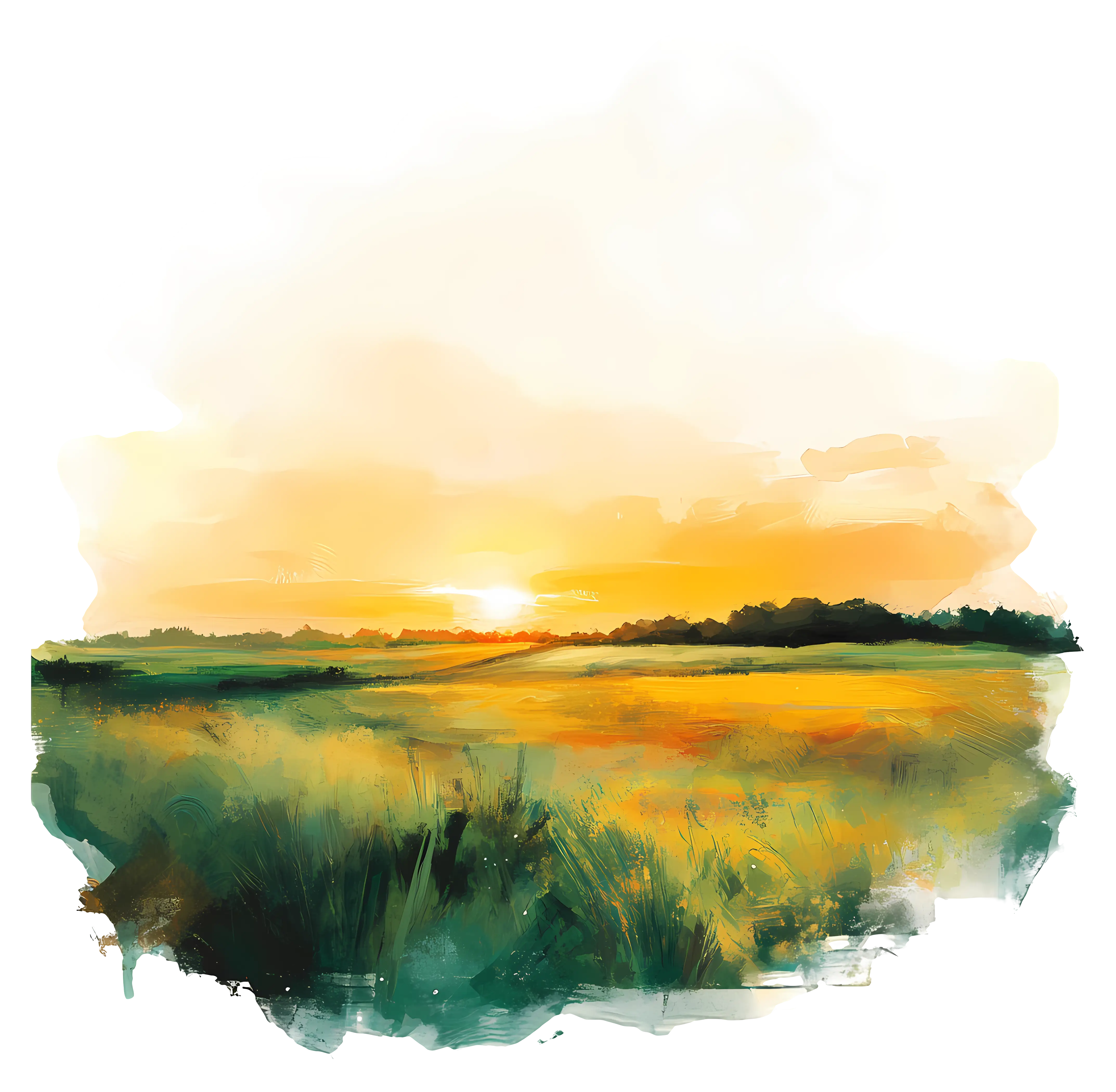 Sunset over Green Field