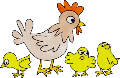 Cartoon Hen With Chicks Illustrating Parenting