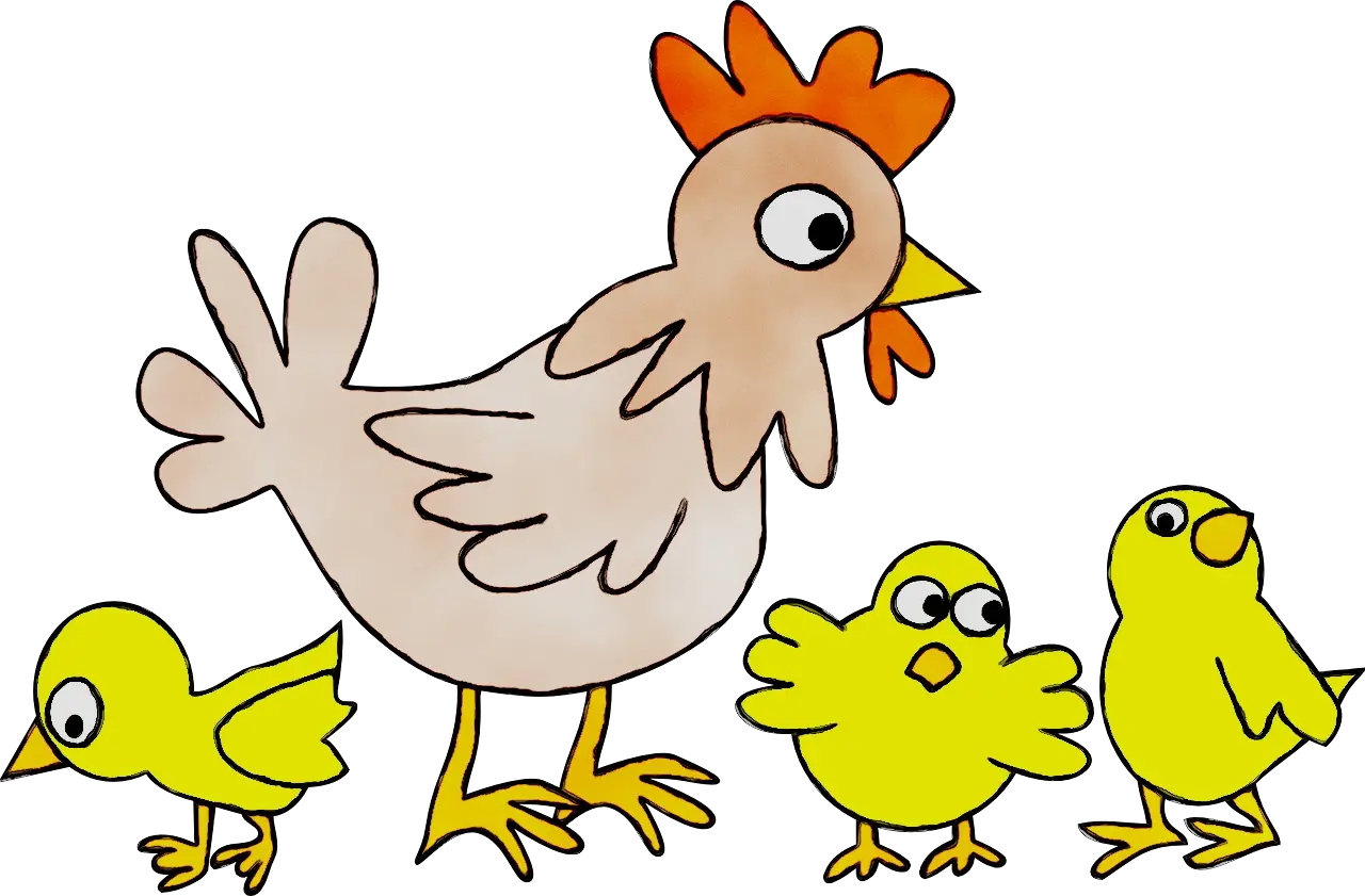 Cartoon Hen With Chicks Illustrating Parenting