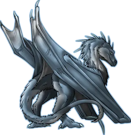 Dark Gray Dragon with Wings in Dynamic Pose