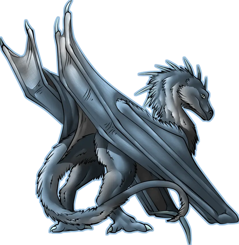 Dark Gray Dragon with Wings in Dynamic Pose