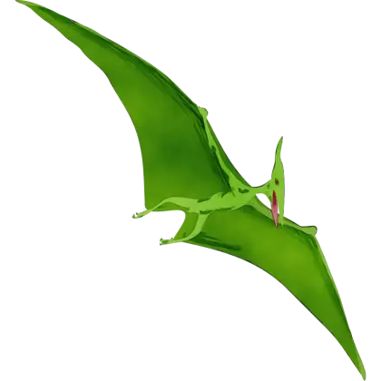 Green Cartoon Pterodactyl Flying Illustration