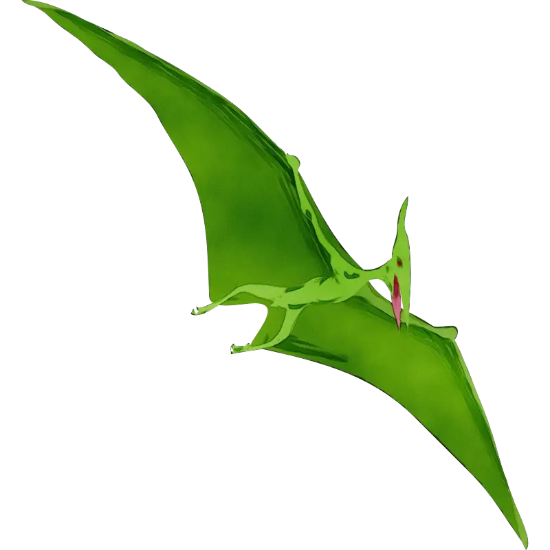 Green Cartoon Pterodactyl Flying Illustration