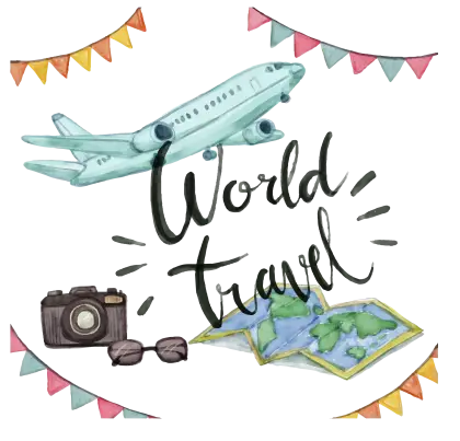 World Travel Adventure with Airplane and Map