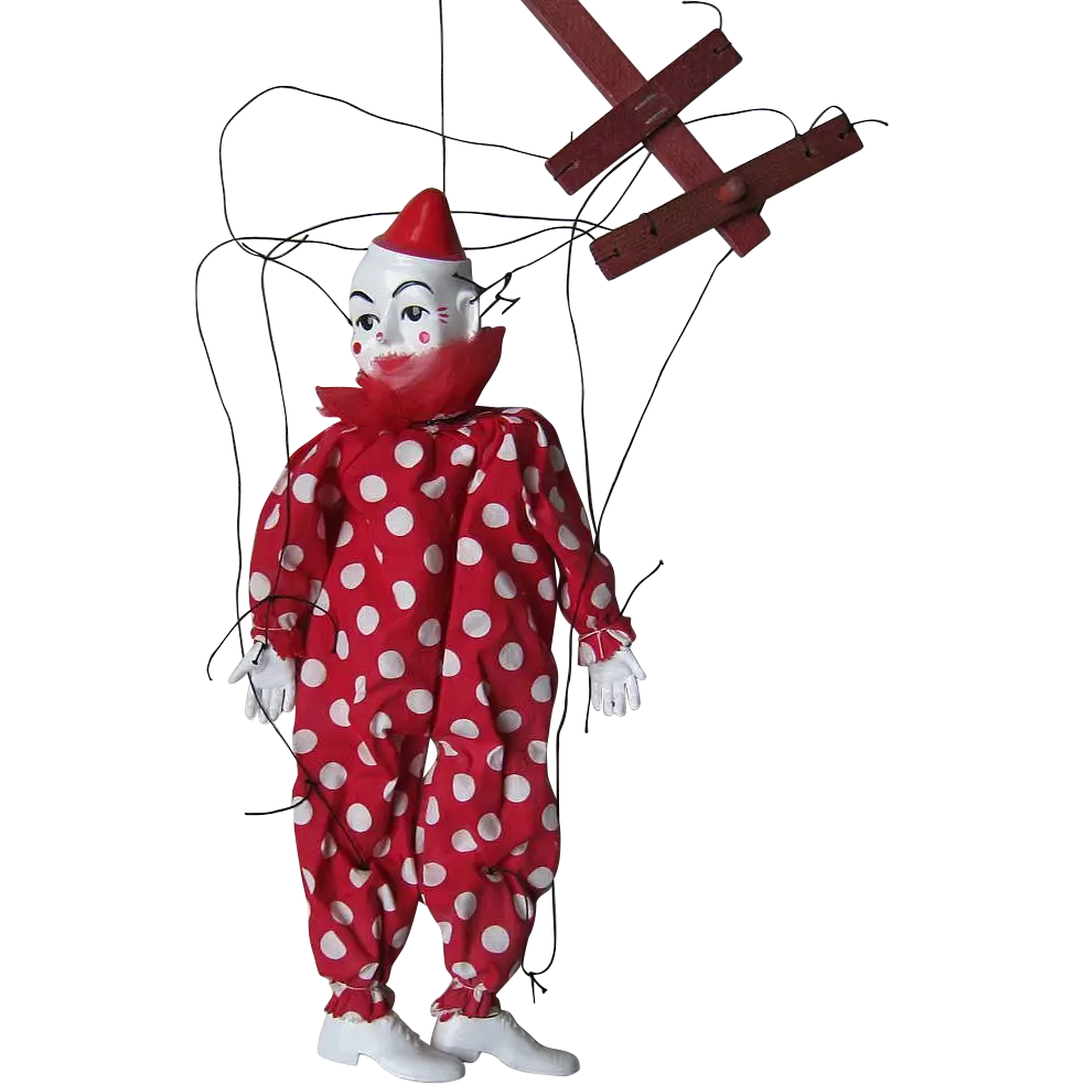 Red Clown Marionette Puppet