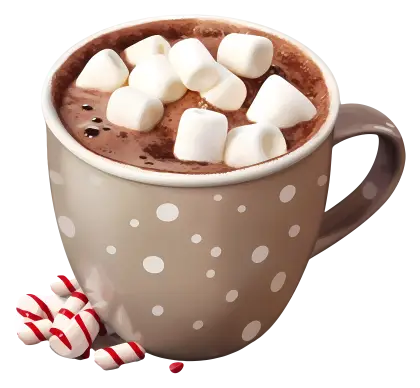 Hot Chocolate with Marshmallows and Peppermint Candies