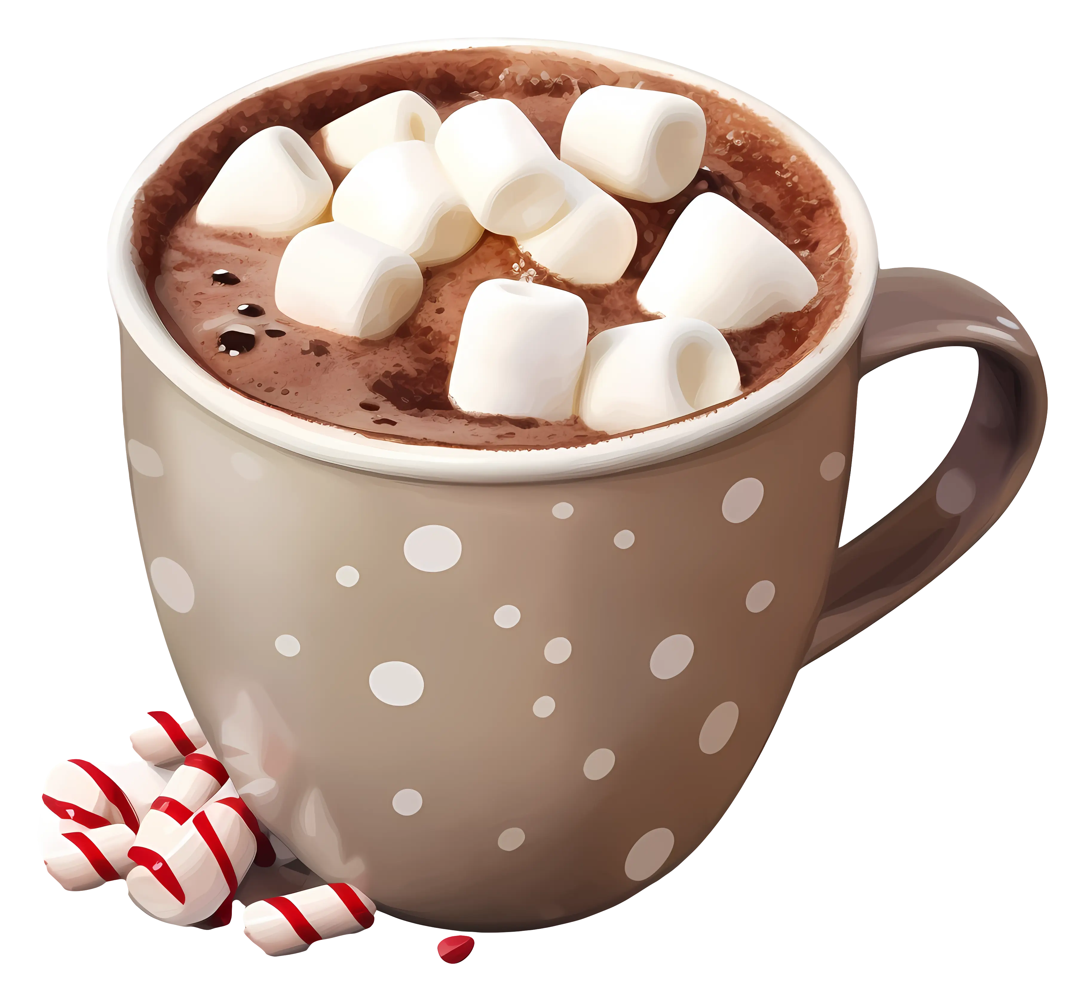 Hot Chocolate with Marshmallows and Peppermint Candies