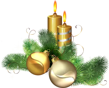 Christmas Candles with Golden Ornaments