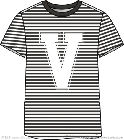 Striped T-Shirt with Letter V
