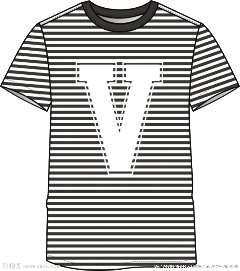 Striped T-Shirt with Letter V