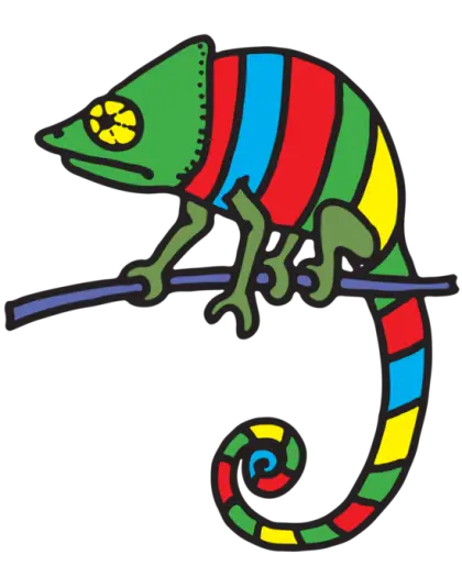 Colorful Chameleon on Branch