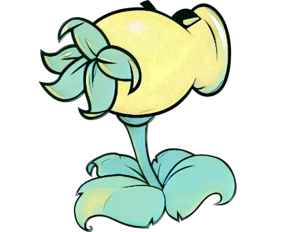 Cute Cartoon Plant with Yellow Flower