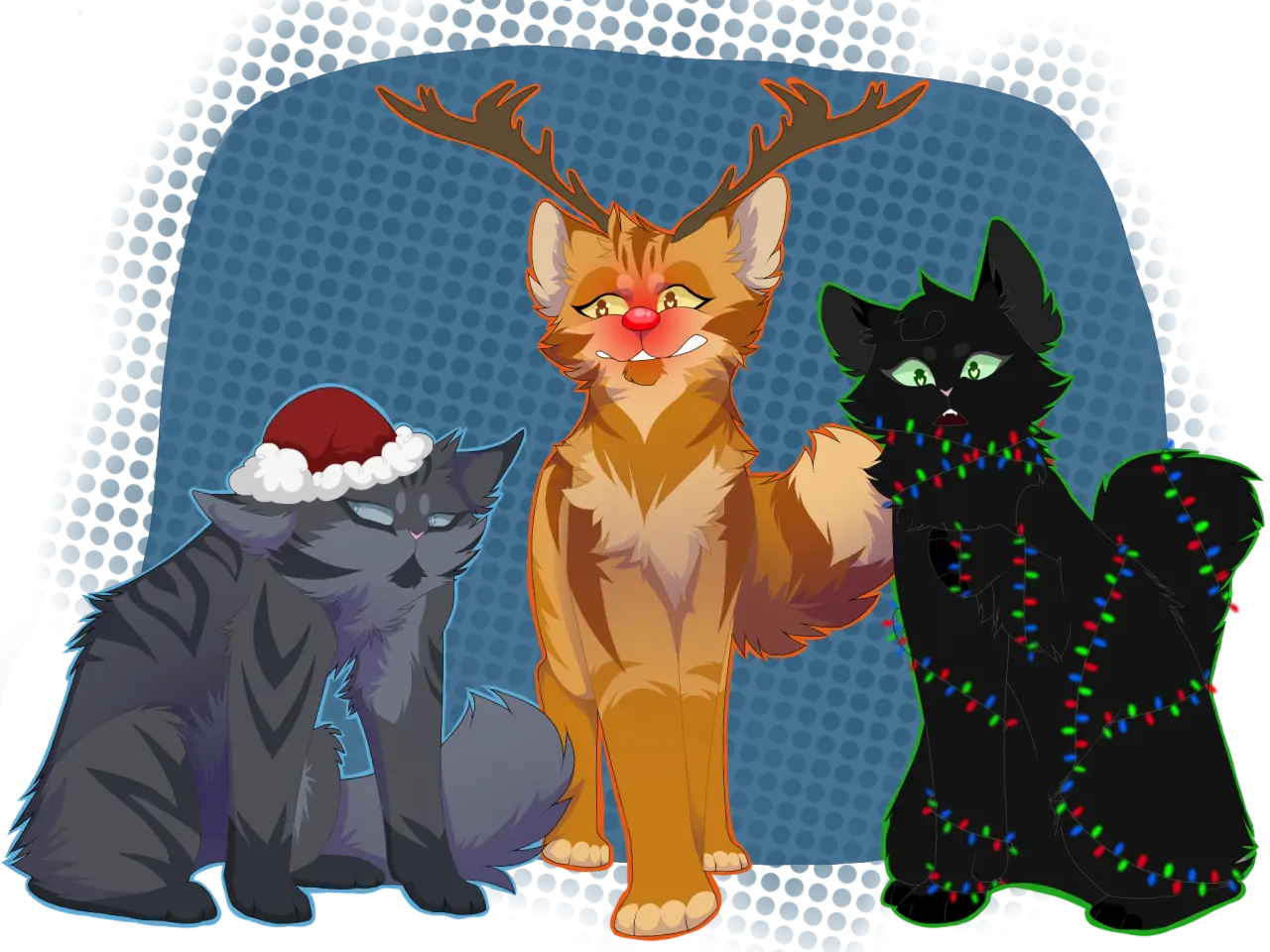 Three Cute Cartoon Cats