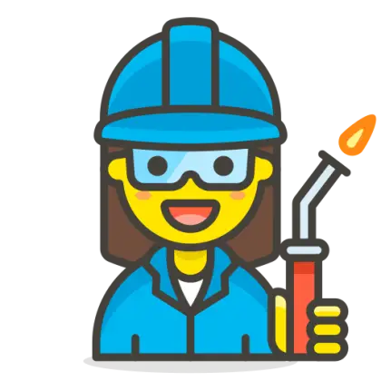 Cartoon Woman Welder Holding Torch