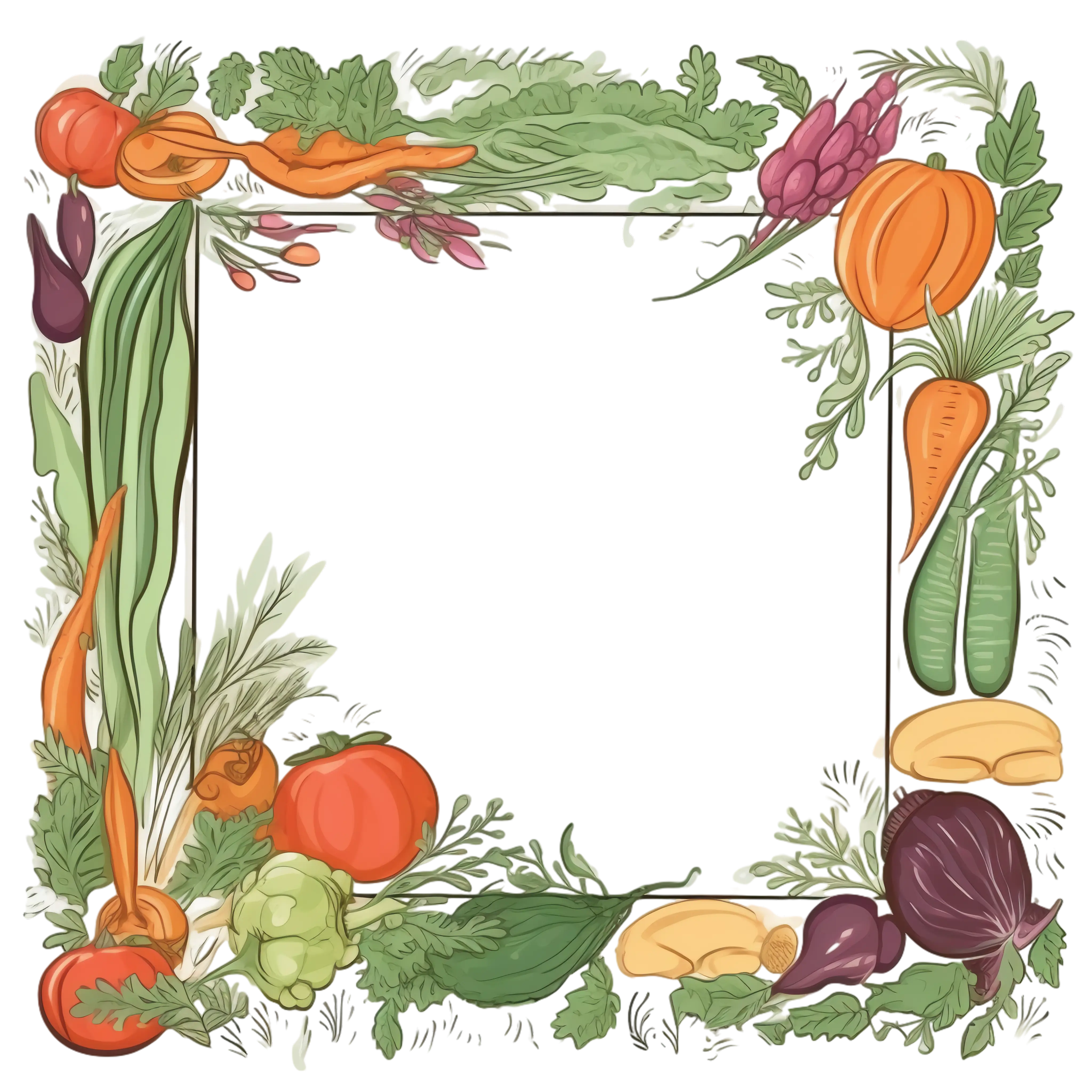 Illustrated Frame Made of Vegetables