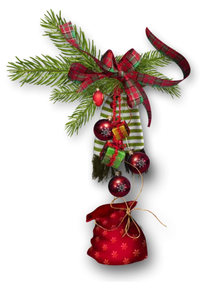 Christmas Decoration with Pine and Ornaments