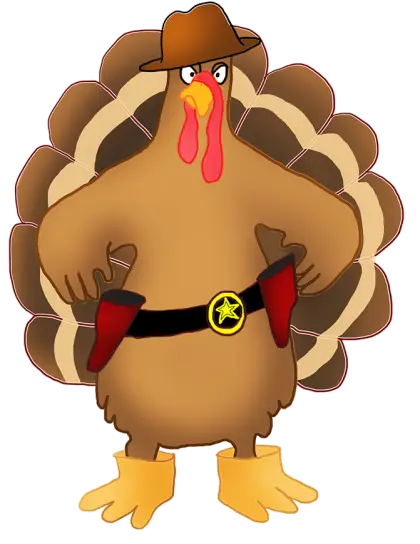Cowboy Turkey Cartoon for Thanksgiving