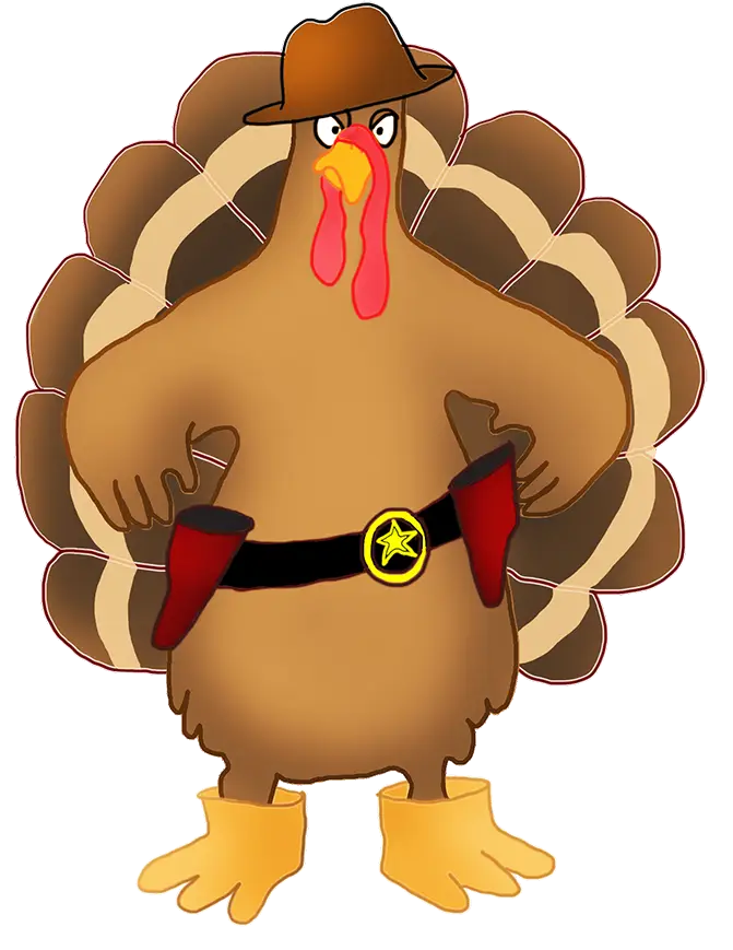 Cowboy Turkey Cartoon for Thanksgiving