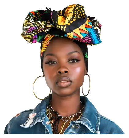 Woman with Colorful Headwrap