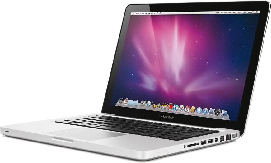 Laptop Computer with Purple Screen Display