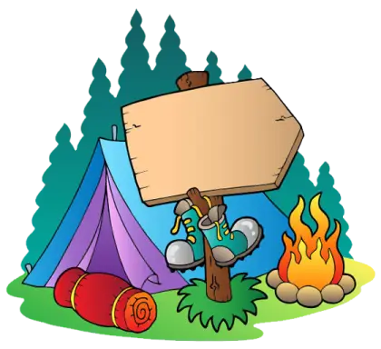 Adventure Camping Scene with Tent and Fire