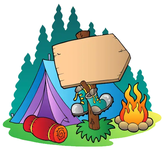 Adventure Camping Scene with Tent and Fire
